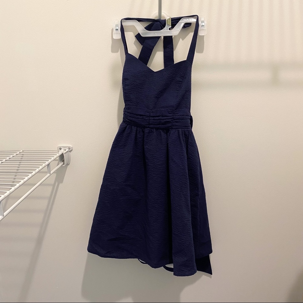Lauren James Navy Stratton Bow Back Dress Size Small